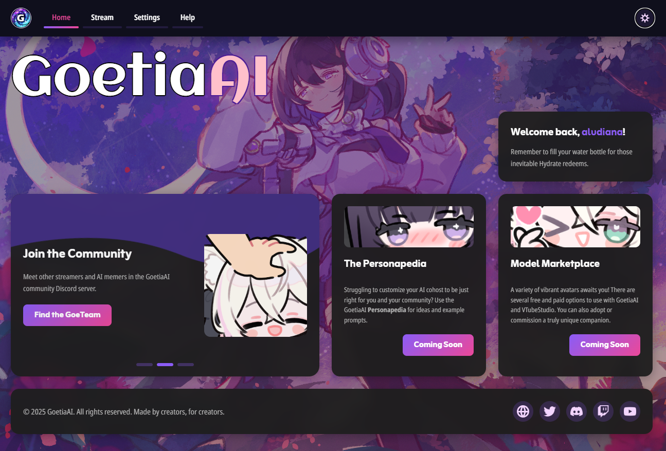 GoetiaAI Dark Mode Interface